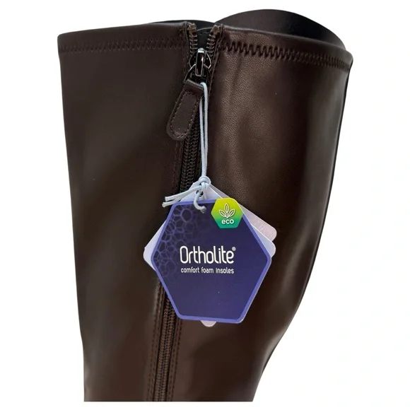 Aerosoles Micah Brown Faux Stretch Leather Knee High Womens Boots Size 9.5W - Picture 7 of 12